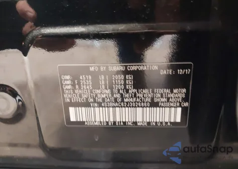 2018 Subaru Legacy 2.5I Premium z USA, uszkodzony, nr VIN 4S3BNAC62J3026860